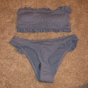 Baby Blue Ruffle Bandeau Bikini Set